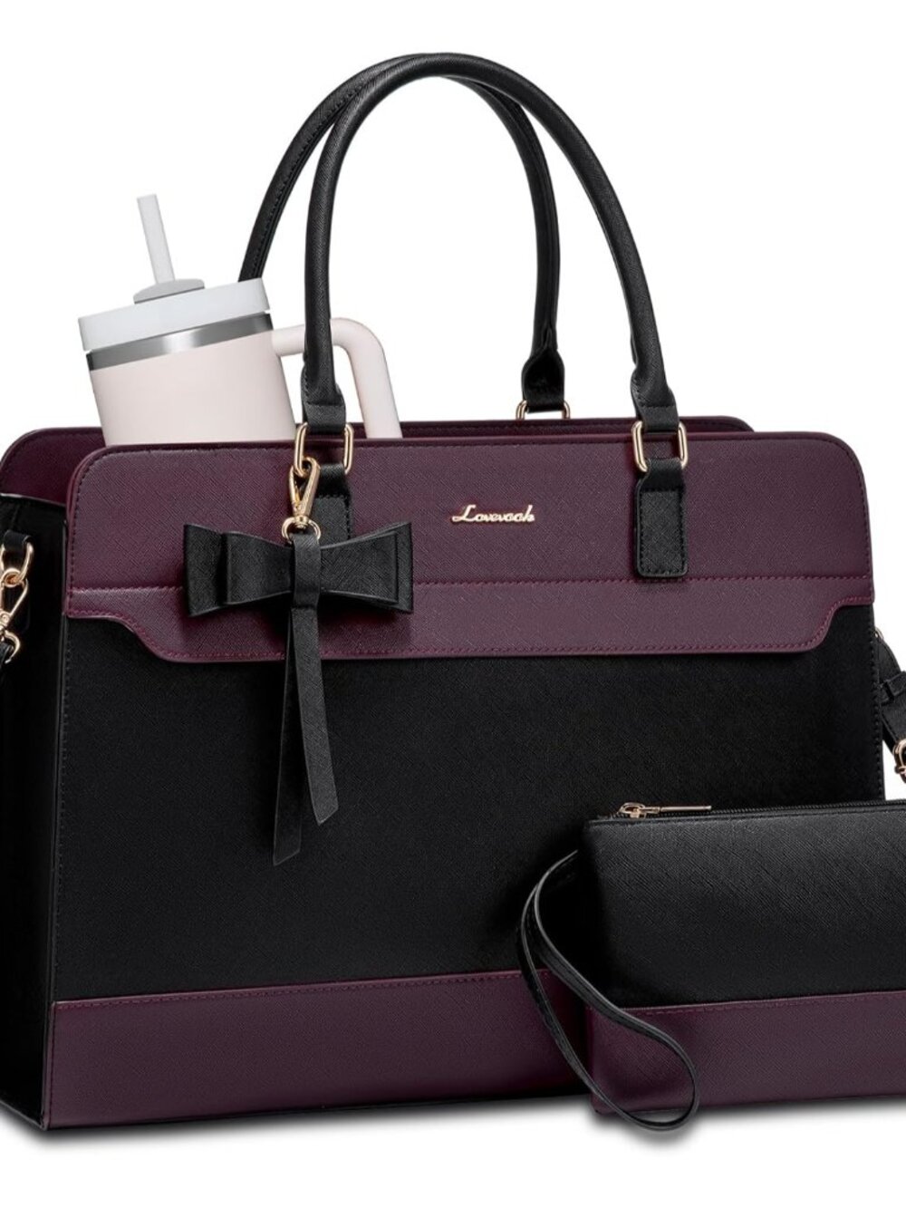 Laptop Tote Bag for Women,Leather Work Bag, Waterproof Business Teacher Bag,Larg